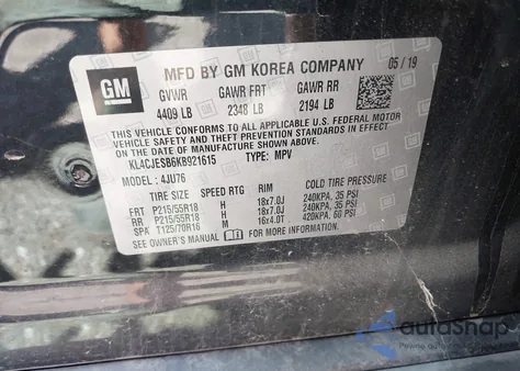 2019 Buick Encore Awd Preferred z USA, uszkodzony, nr VIN KL4CJESB6KB921615